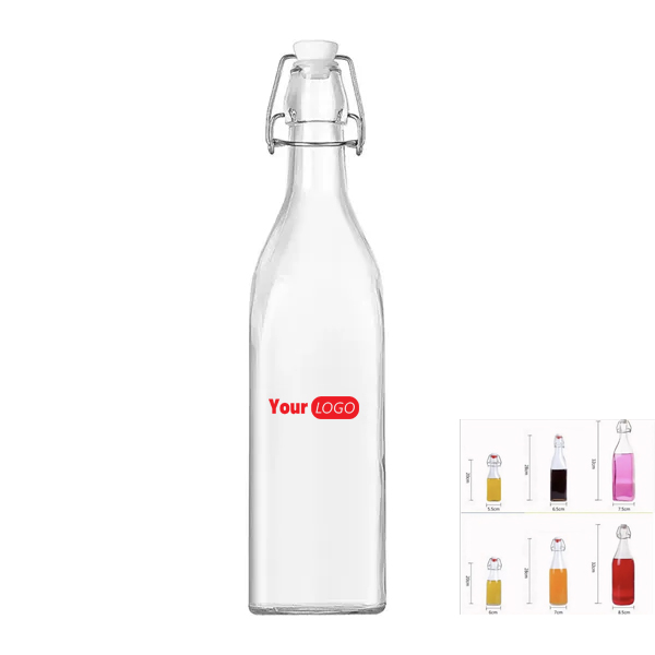 lear Glass Water Bottles with Wire Lids 2