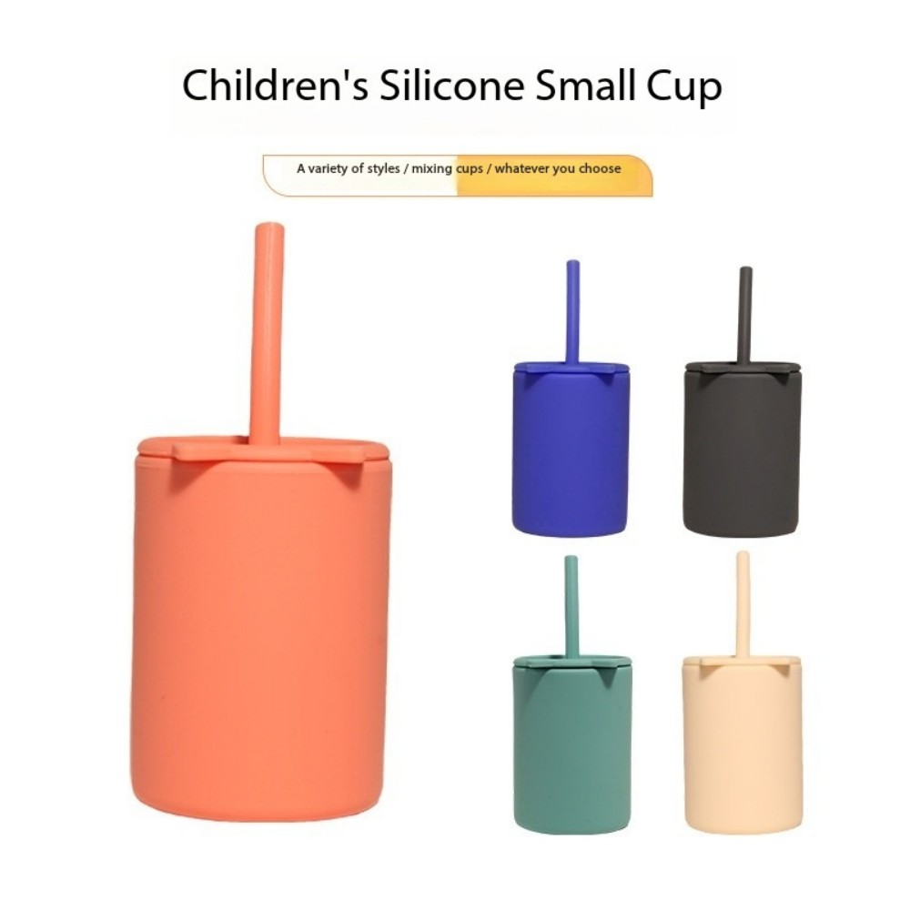 Kids Silicone Learning Water Cup With Straw Prevent Falling 3