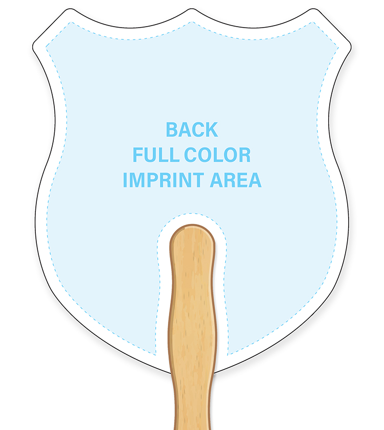 HAND FANS - Full Color, Police Shield Shaped Hand Fan 2