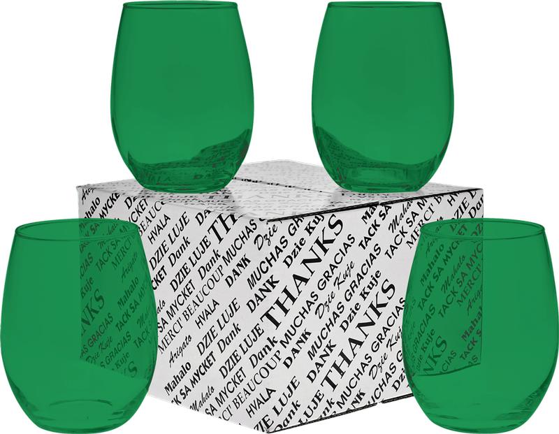 15 oz. Stemless Wine Glass Thank You Set 15