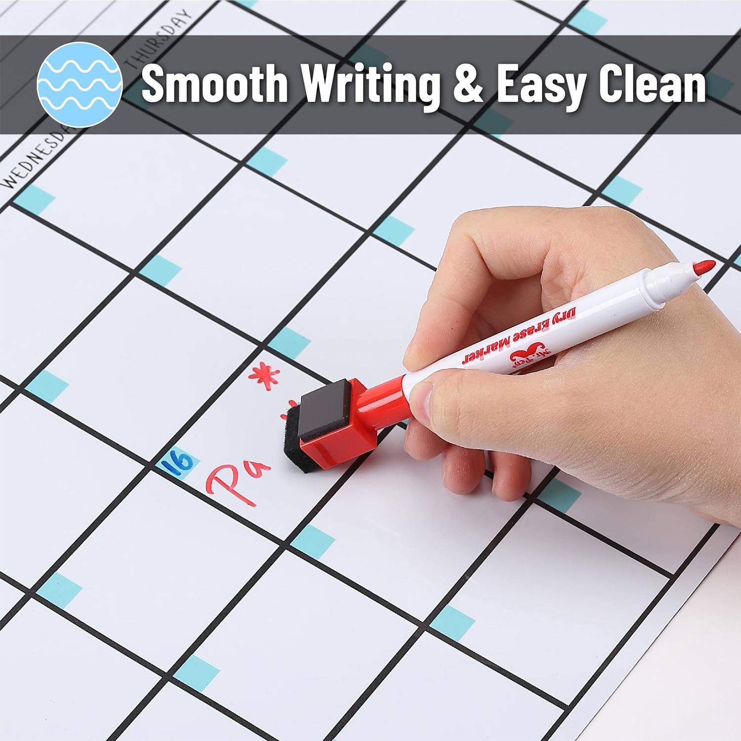 PVC Magnetic Reusable Fridge Whiteboard Calendar w/4 Markers 11