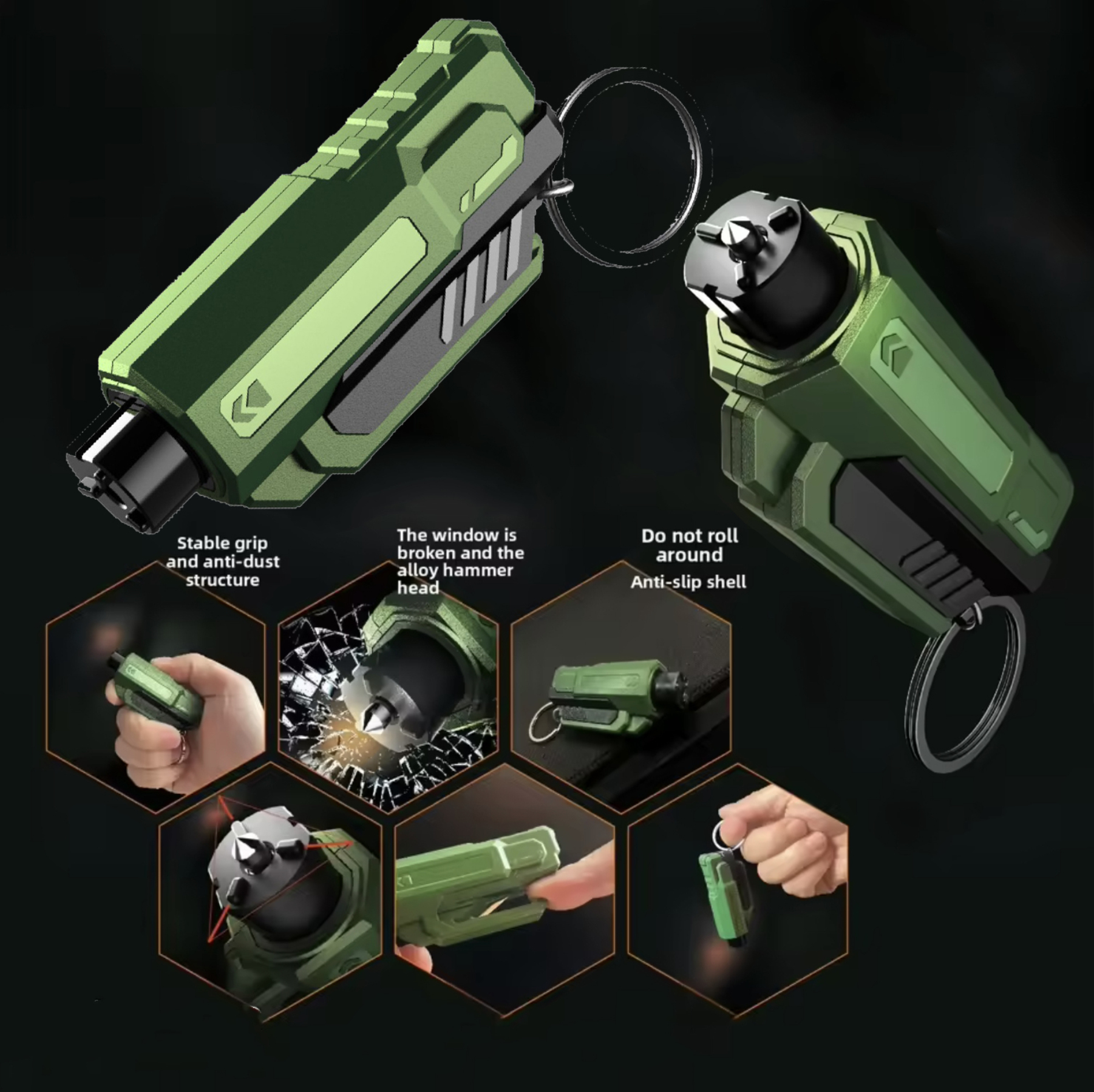 2-in-1 Emergency Window Breaker & Seatbelt Cutter Keychain 1