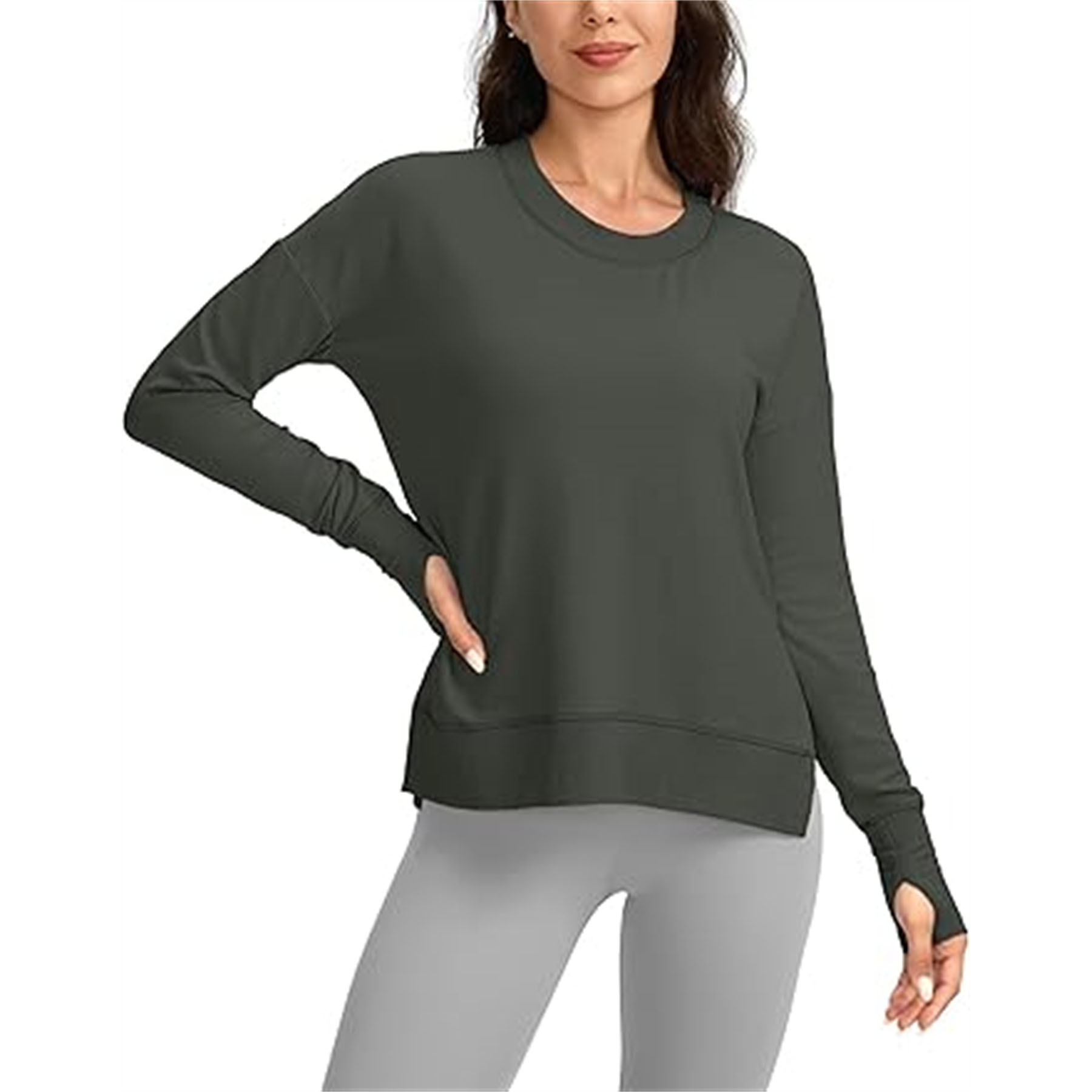 Womens' Side Slit Thumb Holes Yoga Shirt 5