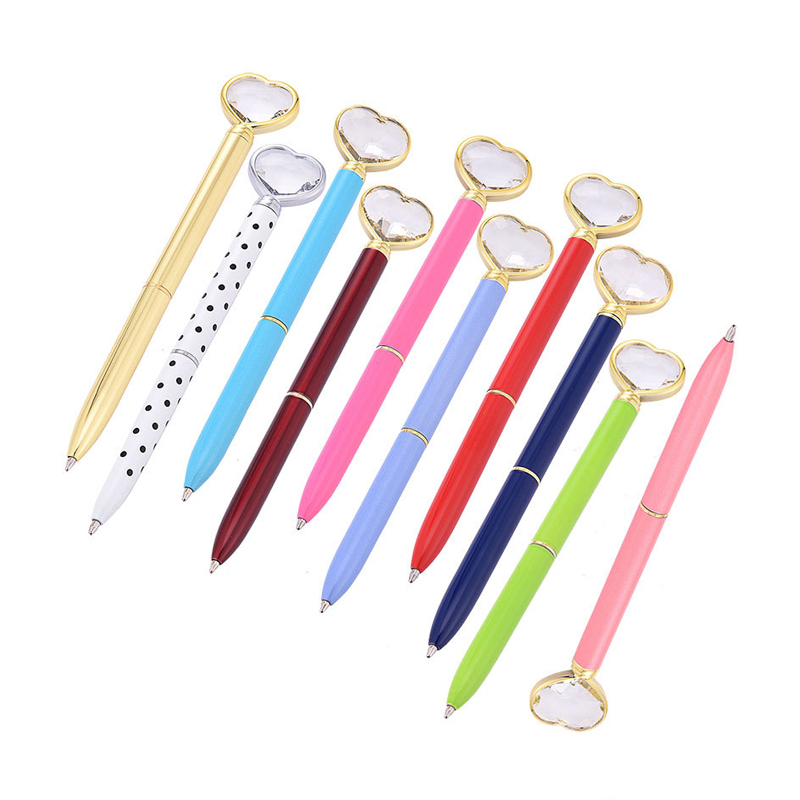 Metal Ball Pen with Heart Shape Crystal Diamond 12