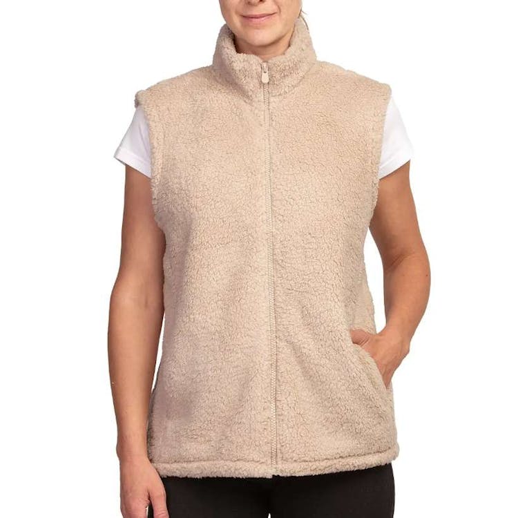 Women's Sherpa Vests Sand Medium 1