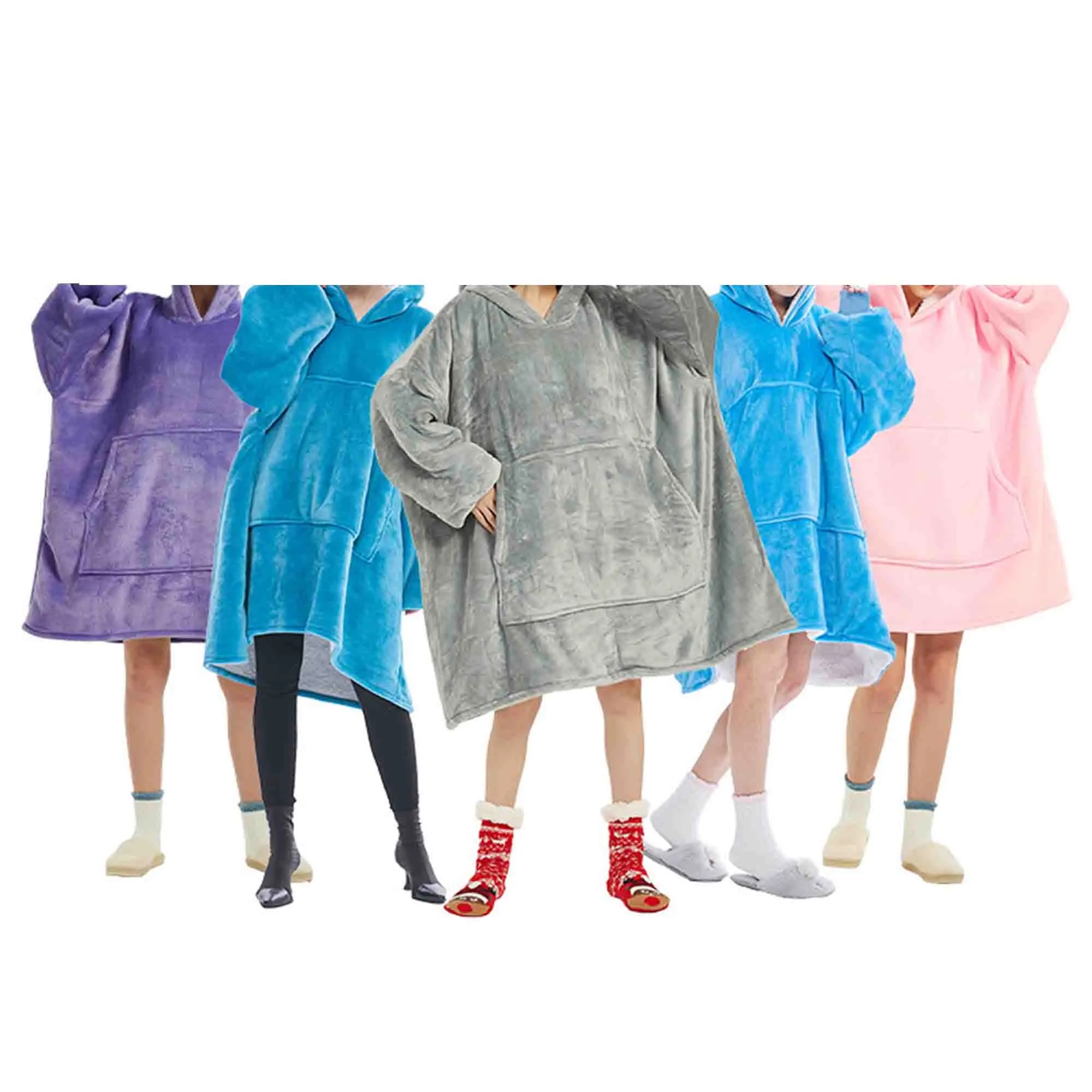Oversized Sherpa Thick Wearable Blanket Hoodie, custom hoodie or sweatshirt with logo imprint 2