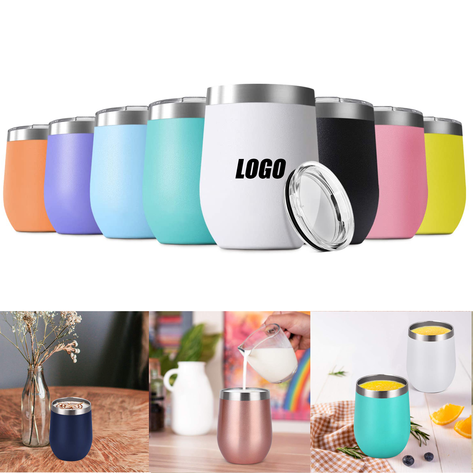 12oz Insulated Wine Tumbler with Lid 2