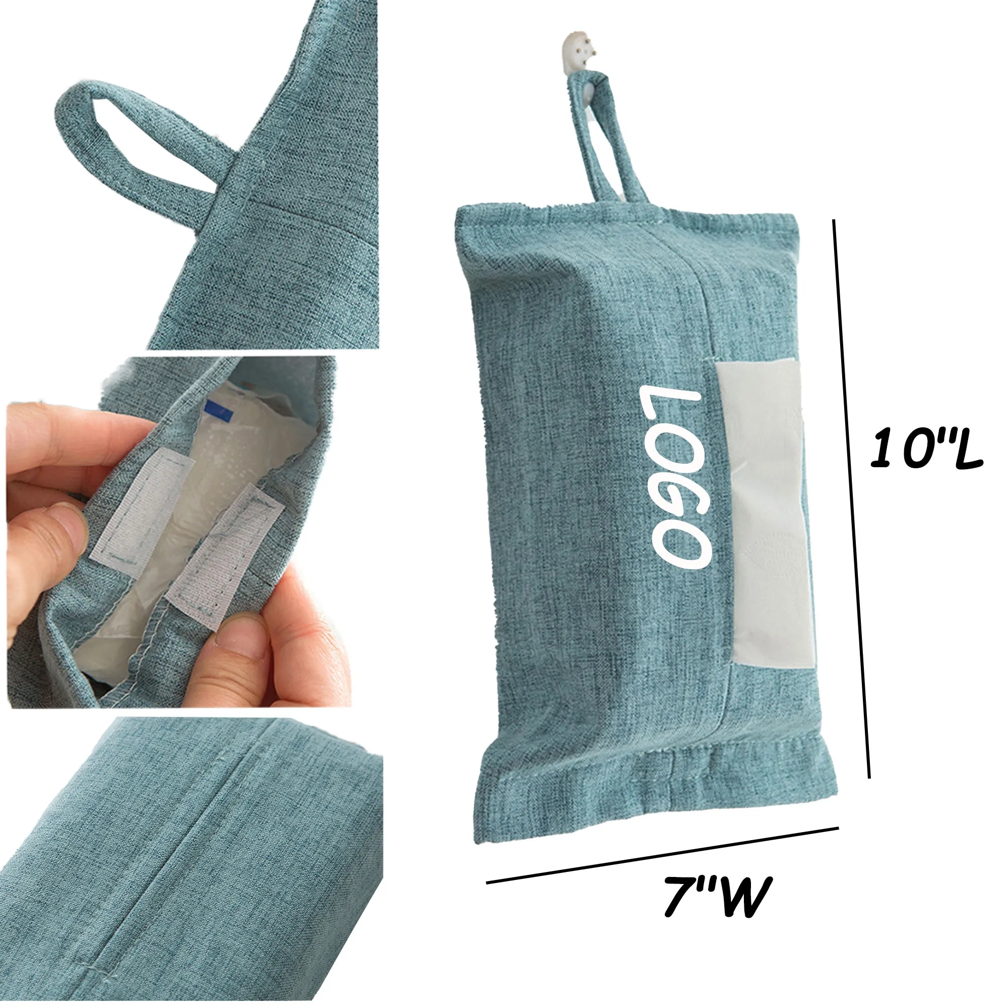 MOQ 10 Fabric Tissue Bag Hanging Portable Box 2
