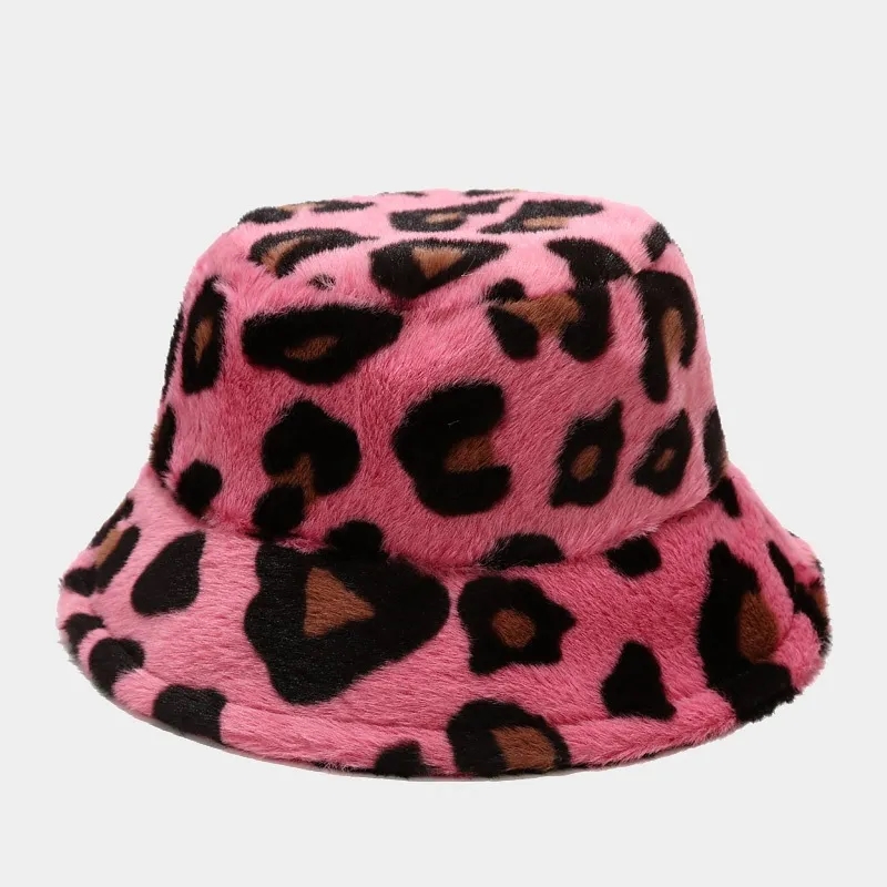 New Plush Leopard Pattern Bucket Hat Winter 3