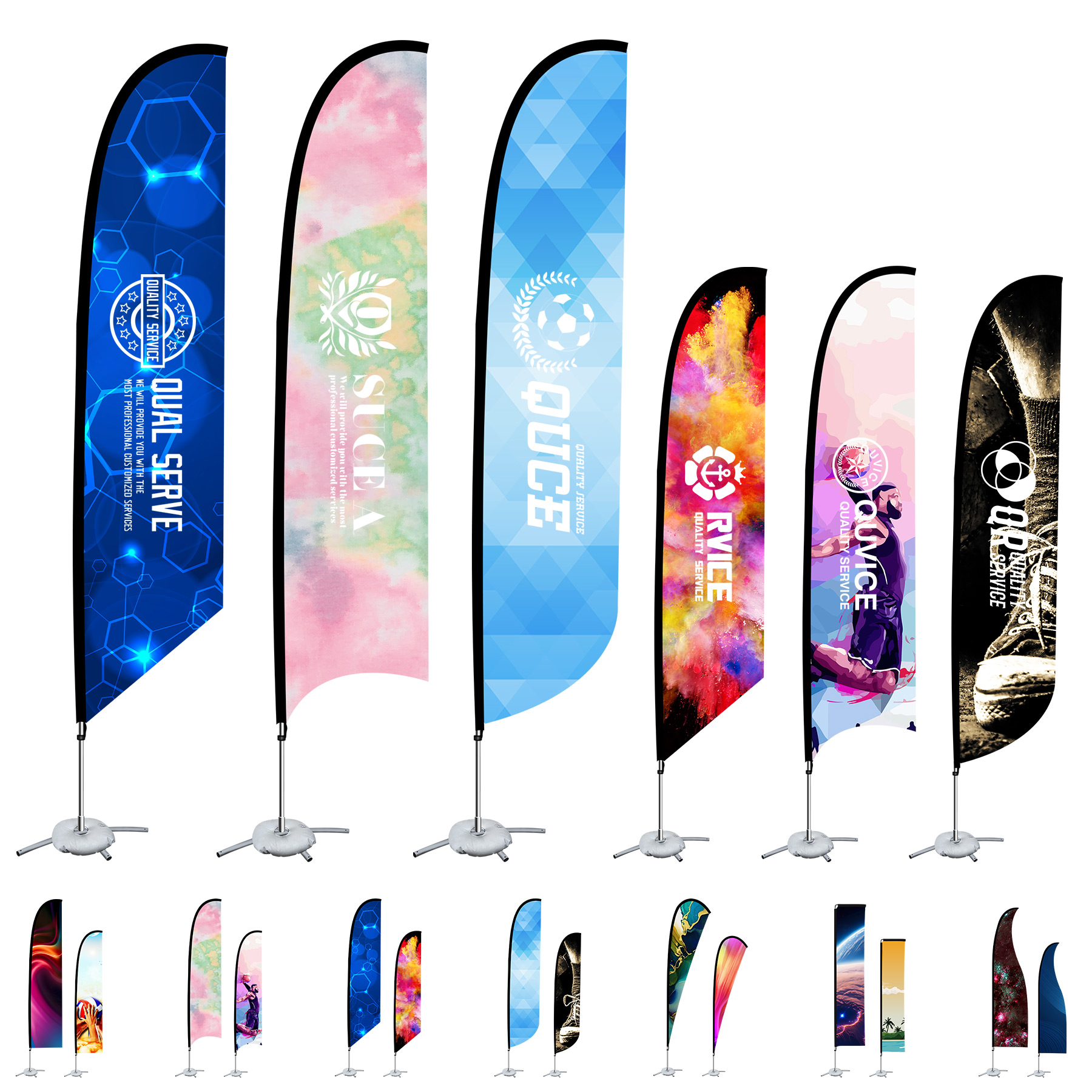9ft Double Sided Printed Feather Beach Flag Kit W/ Cross Base & Water Bag 5
