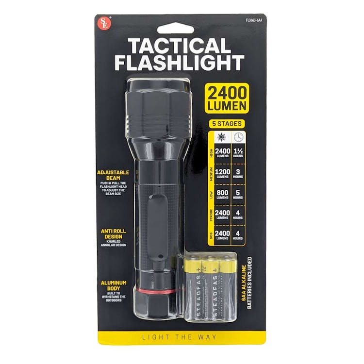 2400 Lumen Heavy DutyTactical Flashlight Black - 7.5" 1