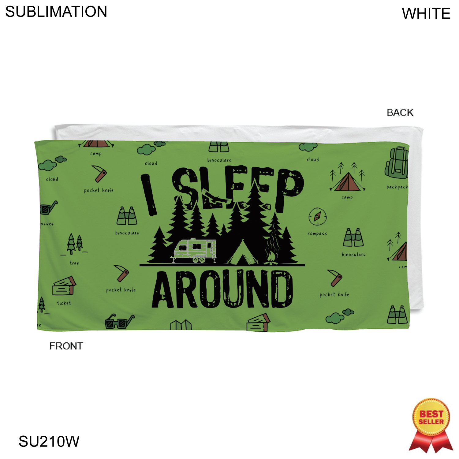 Camping Towel in Absorbent and Compact Microfiber Dri-Lite Terry, 30x60, Sublimated 1 side 2