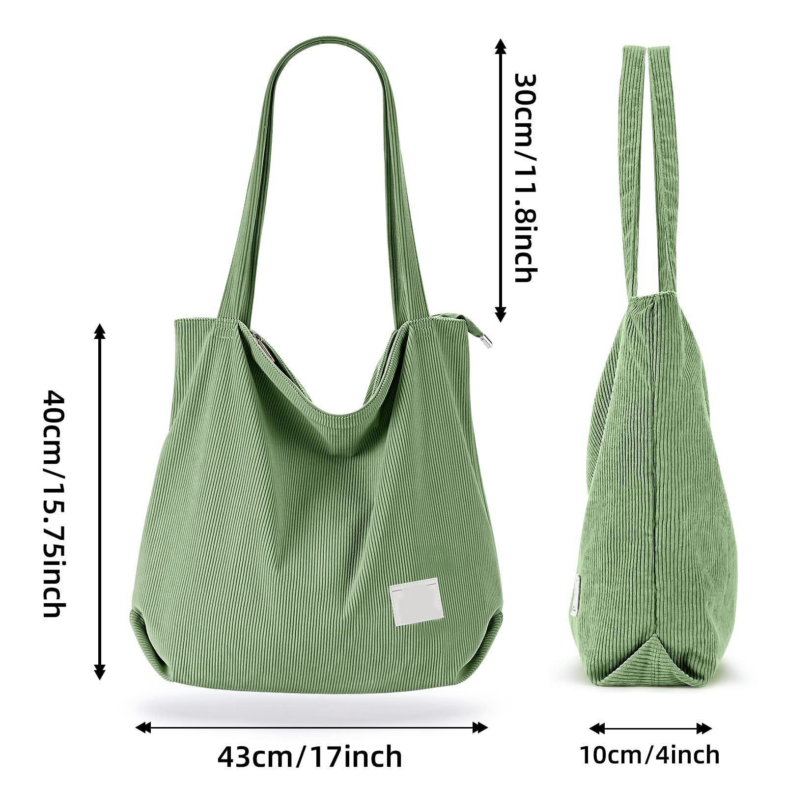 Women Corduroy Tote Bag Zipper Casual Tote's Handbag 9