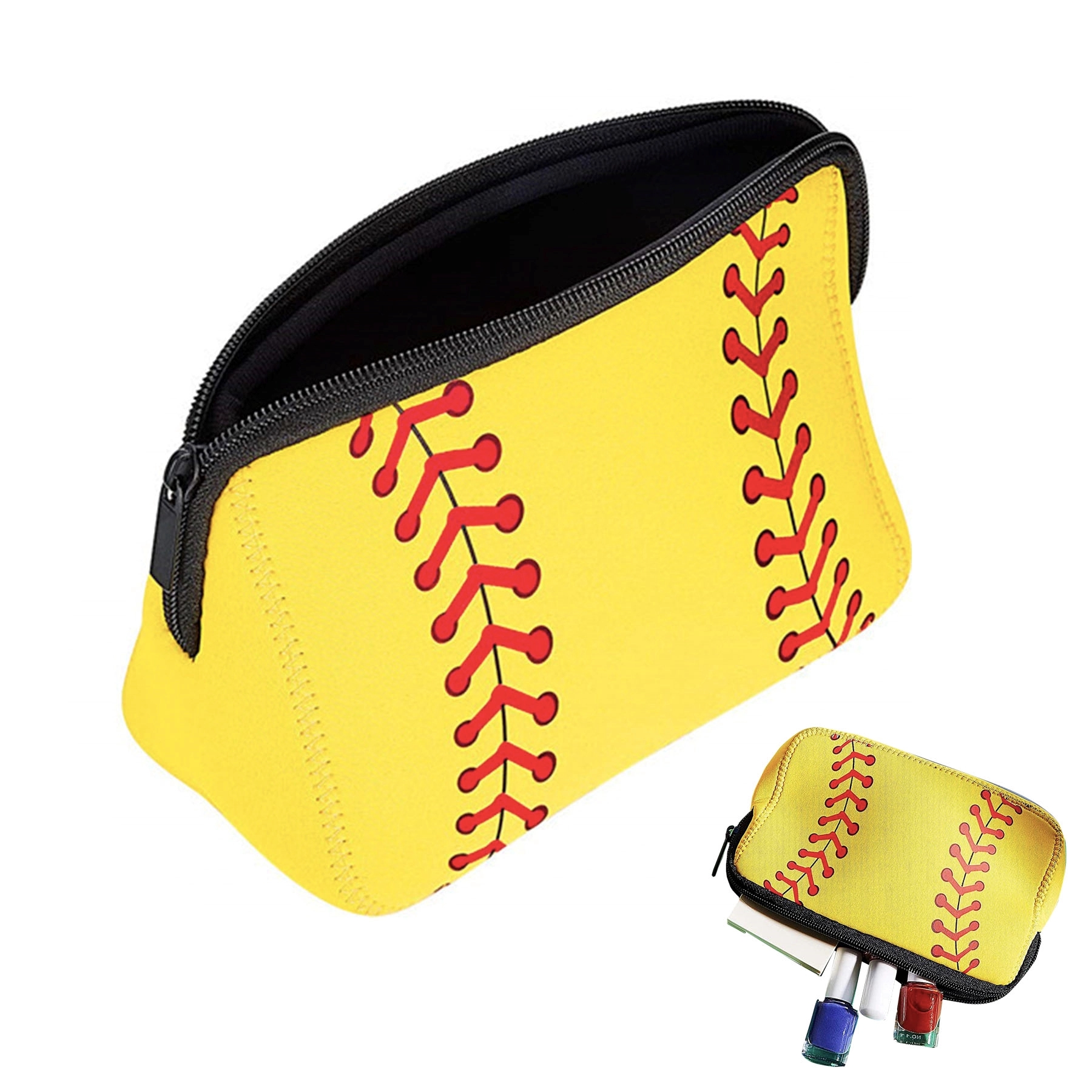 Yellow Baseball Cosmetic Bag 1