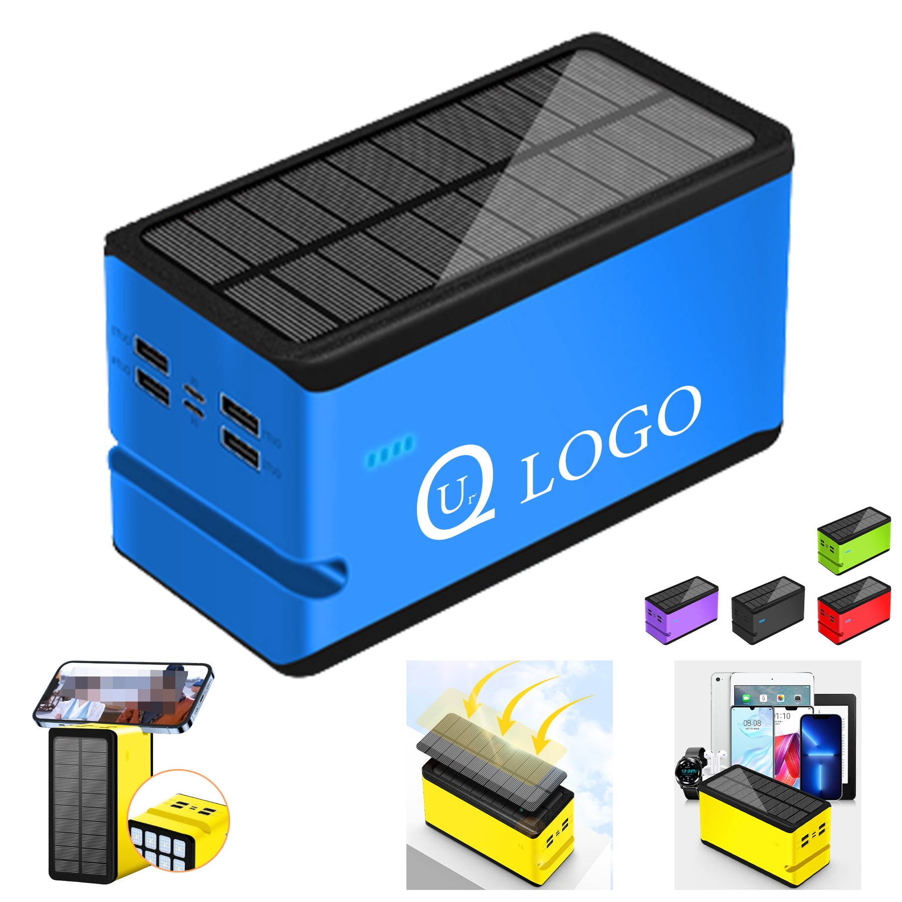 100000Mah Solar Power Bank Flashlight