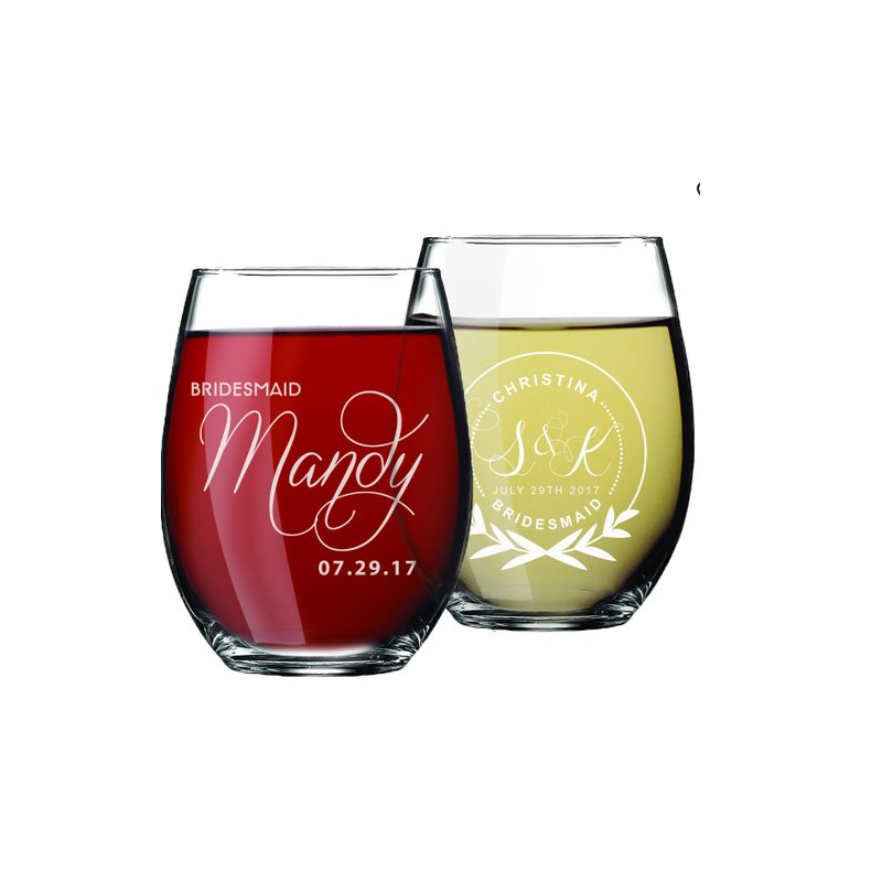 Stemless Wine Glasses with Print 5