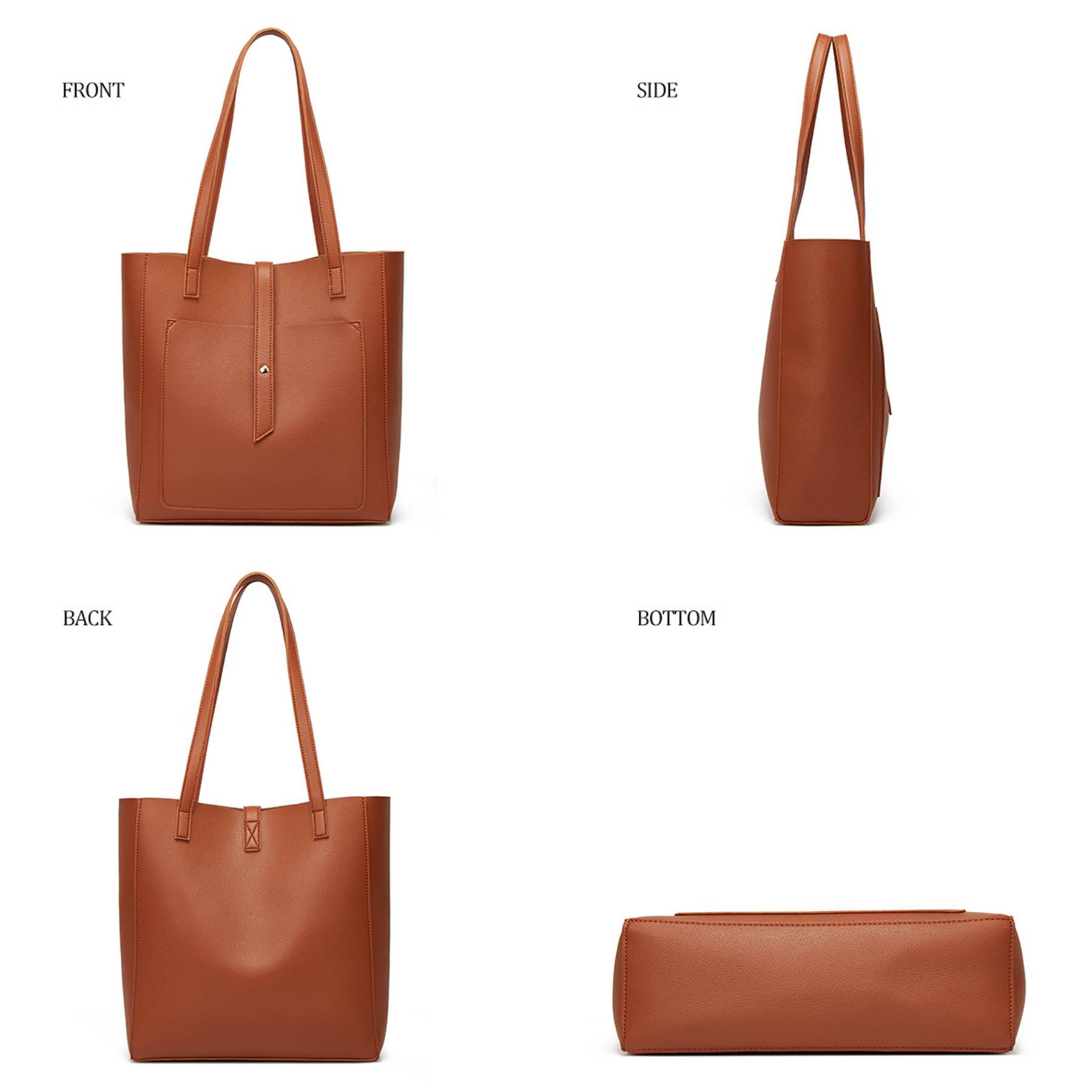 PU Simple solid color tote bag for women, custom tote bag with logo imprint 5