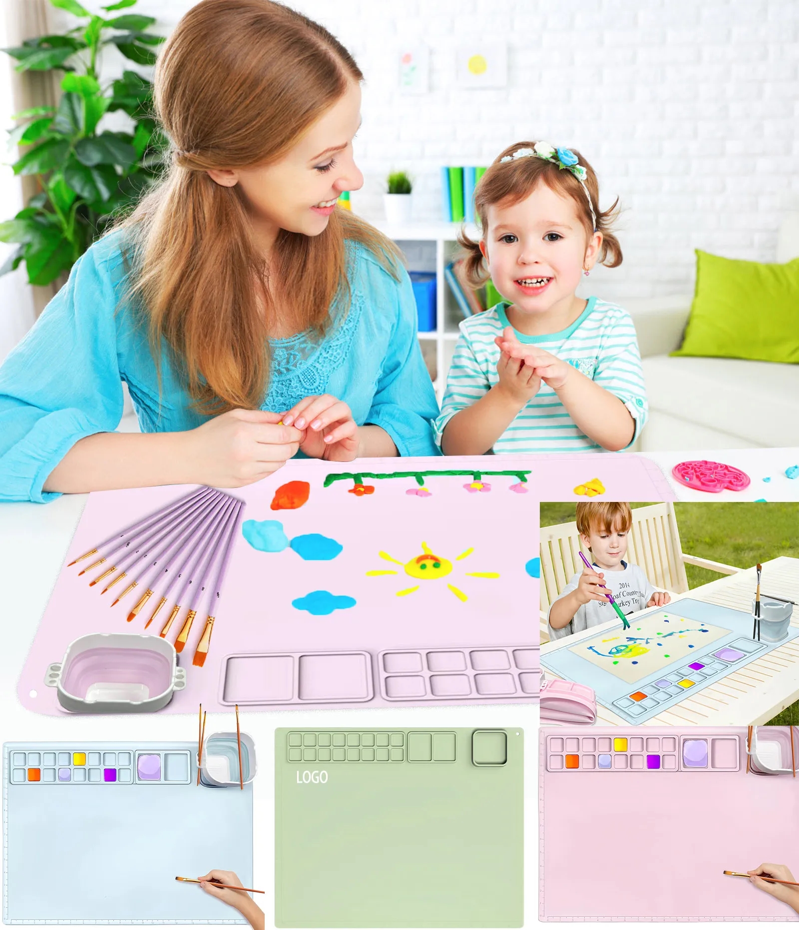 Silicone Art Mat with Brush Holder 7