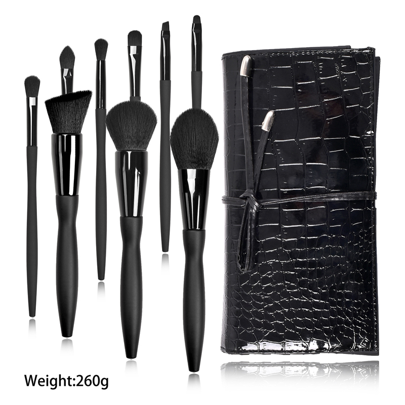 9pcs Diamond Black Makeup Brushes Set w/Bind PU Bag 4