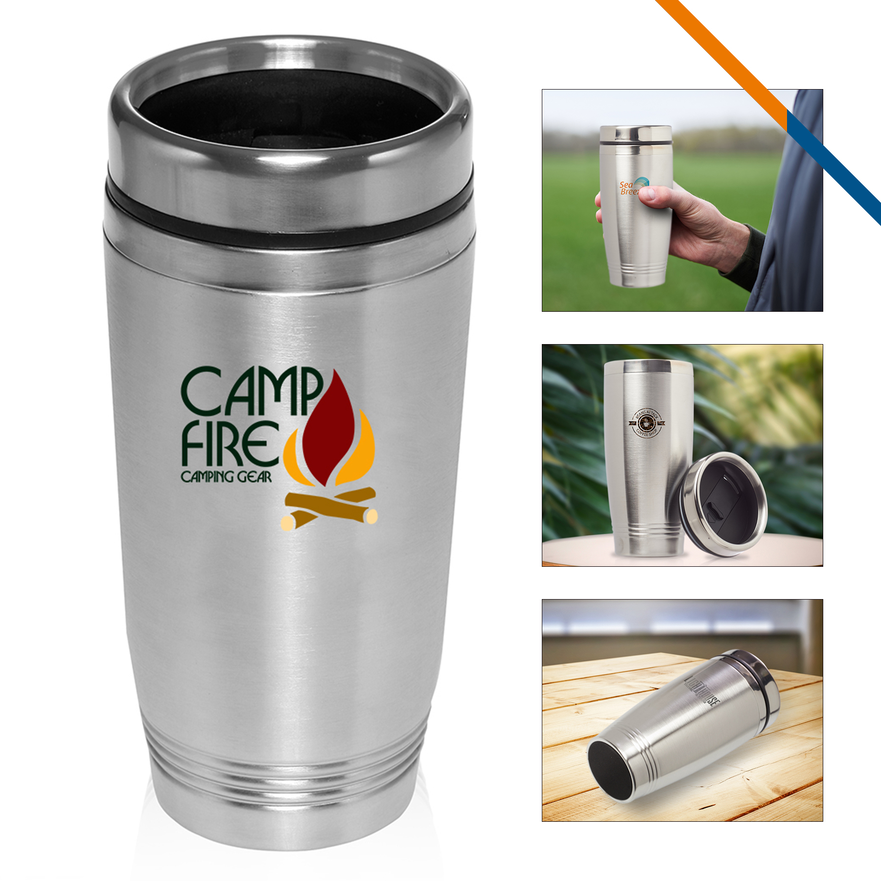 Tasko Stainless Steel Travel Mug - 16 OZ. 2