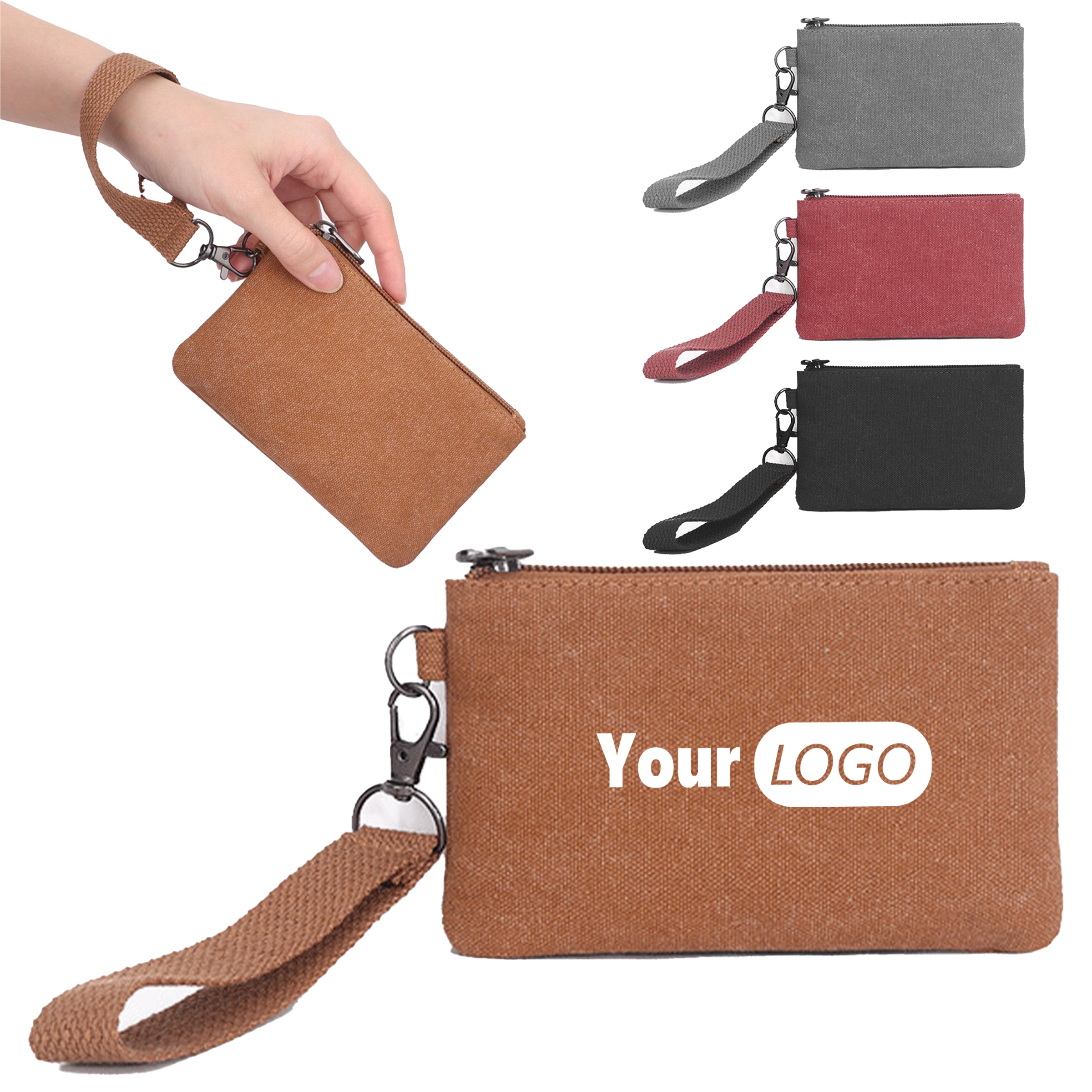 Canvas Durable Canvas Coin Purse With Custom Logo 2