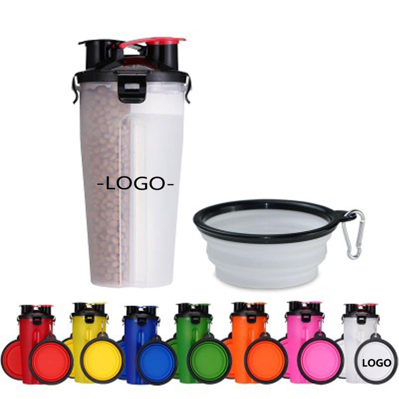 2-in-1 Pet Food & Water Cup w/Collapsible Bowl 3