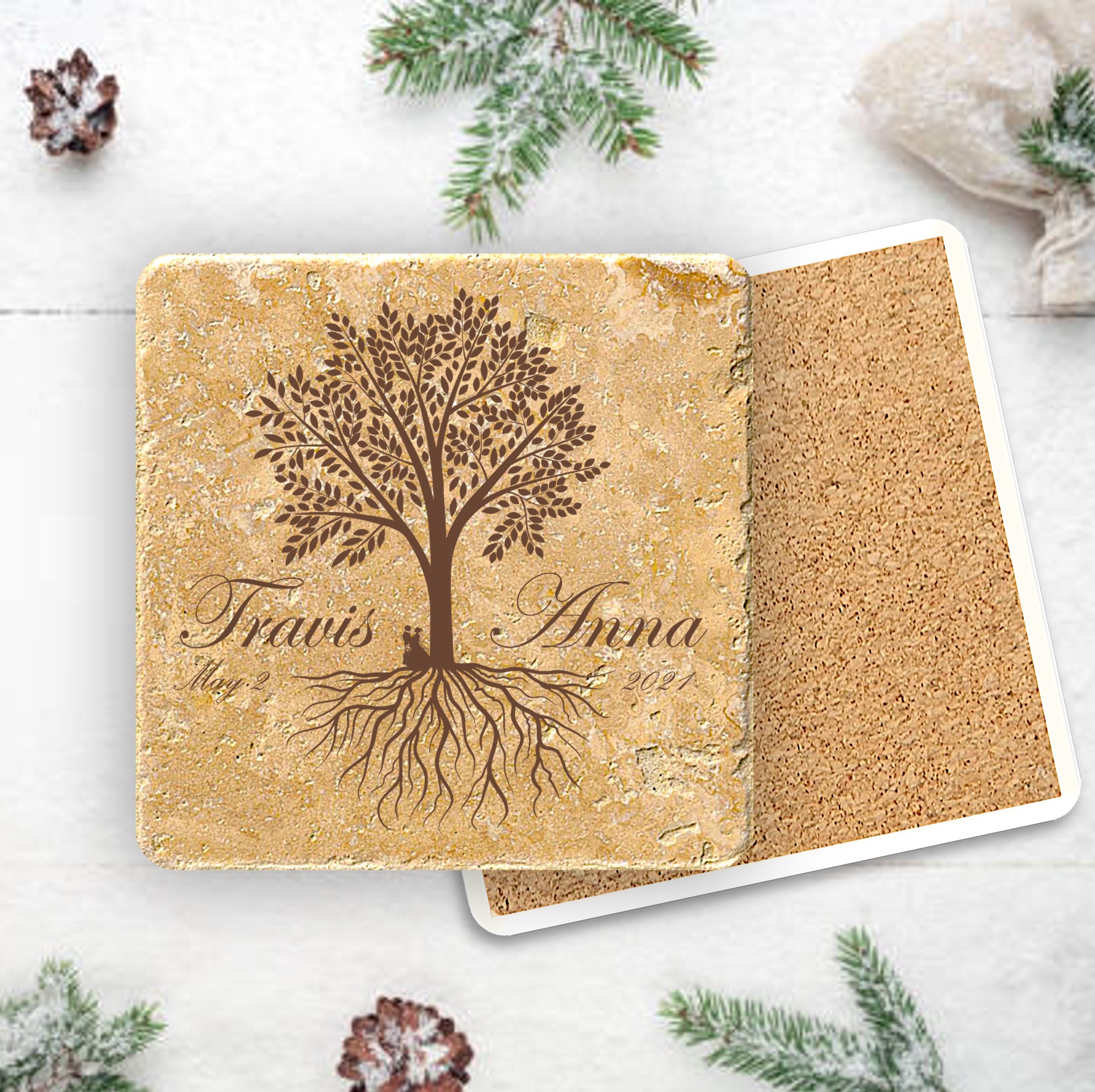 Faux Travertine Printed Square Coaster 3