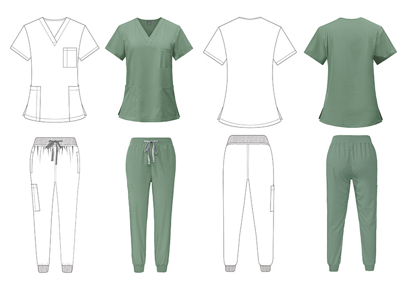 Women's Cool Stretch V-Neck Top and Cargo Pant Scrub Set 8