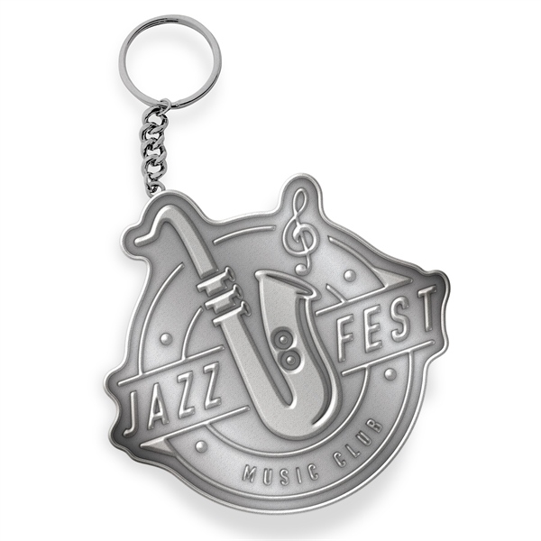 Customized Solid Iron Keychain with Shiny Silver Plating 2