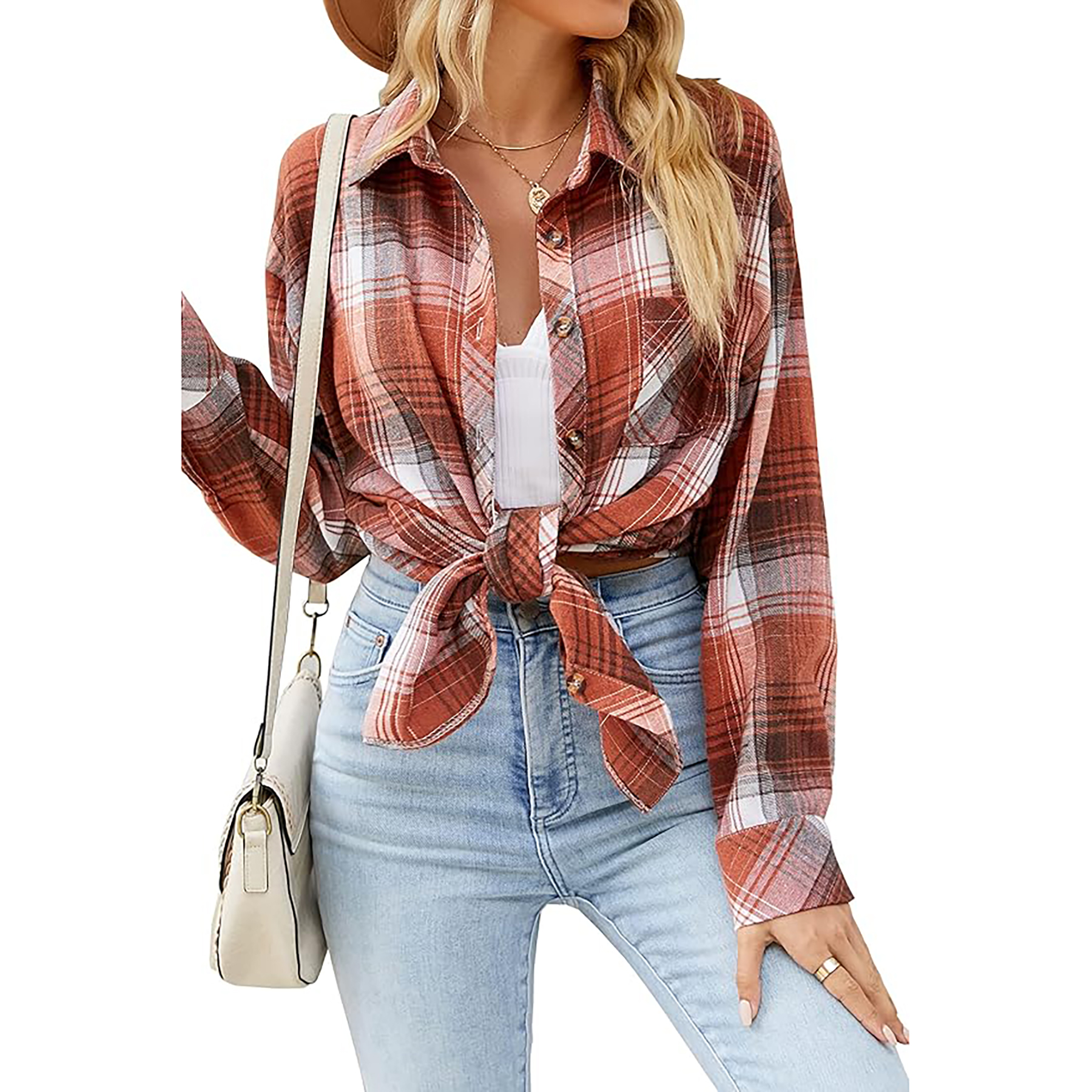 Women's Long Sleeved Plaid Shirt 30