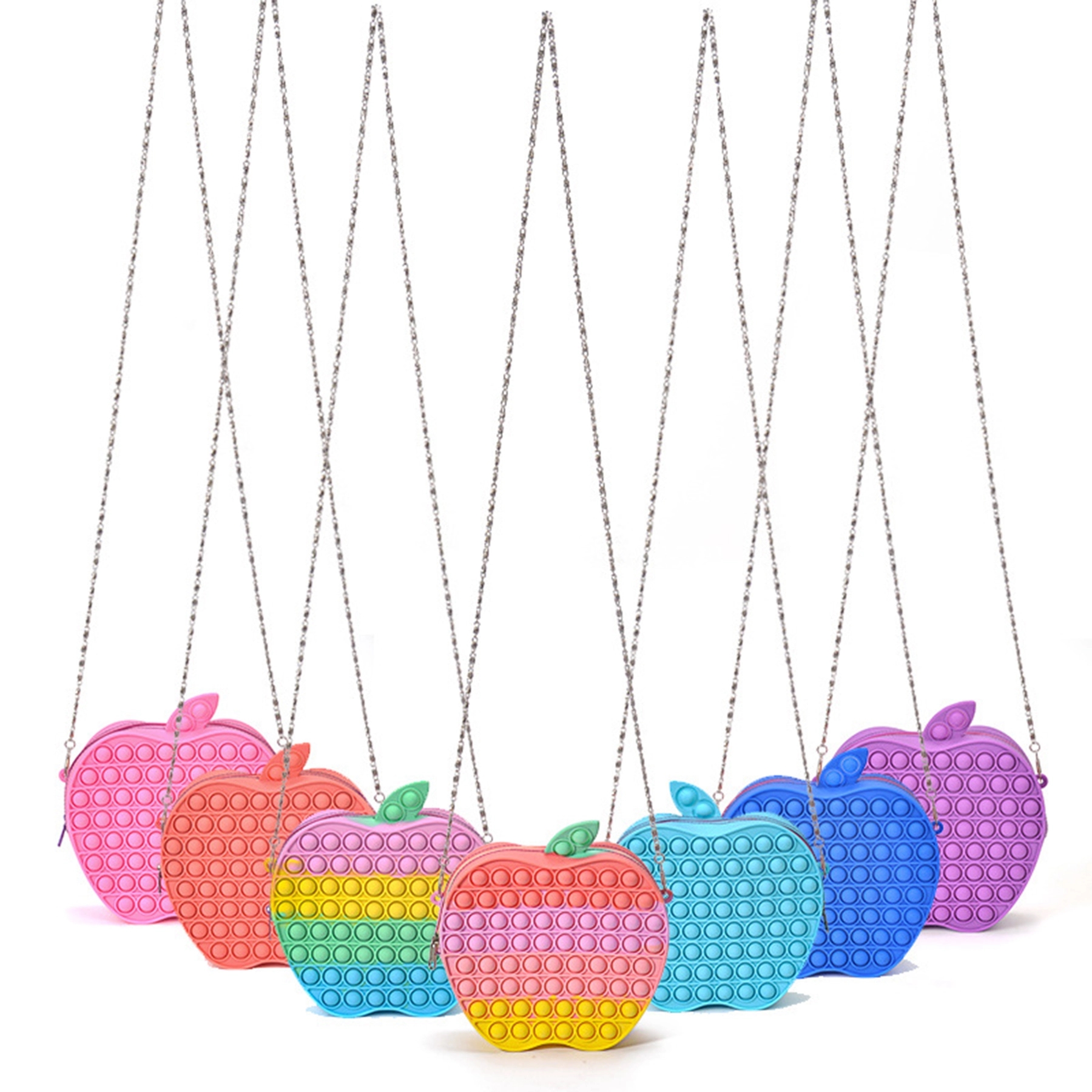 Apple Shape Silicone Fidget Popper Pop Purse Bag 3