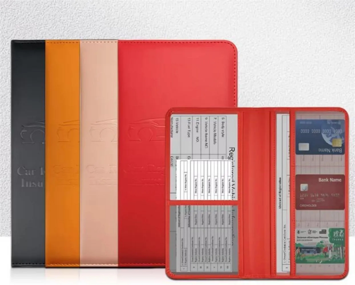 Leather Car Registration And Insurance Holder 8