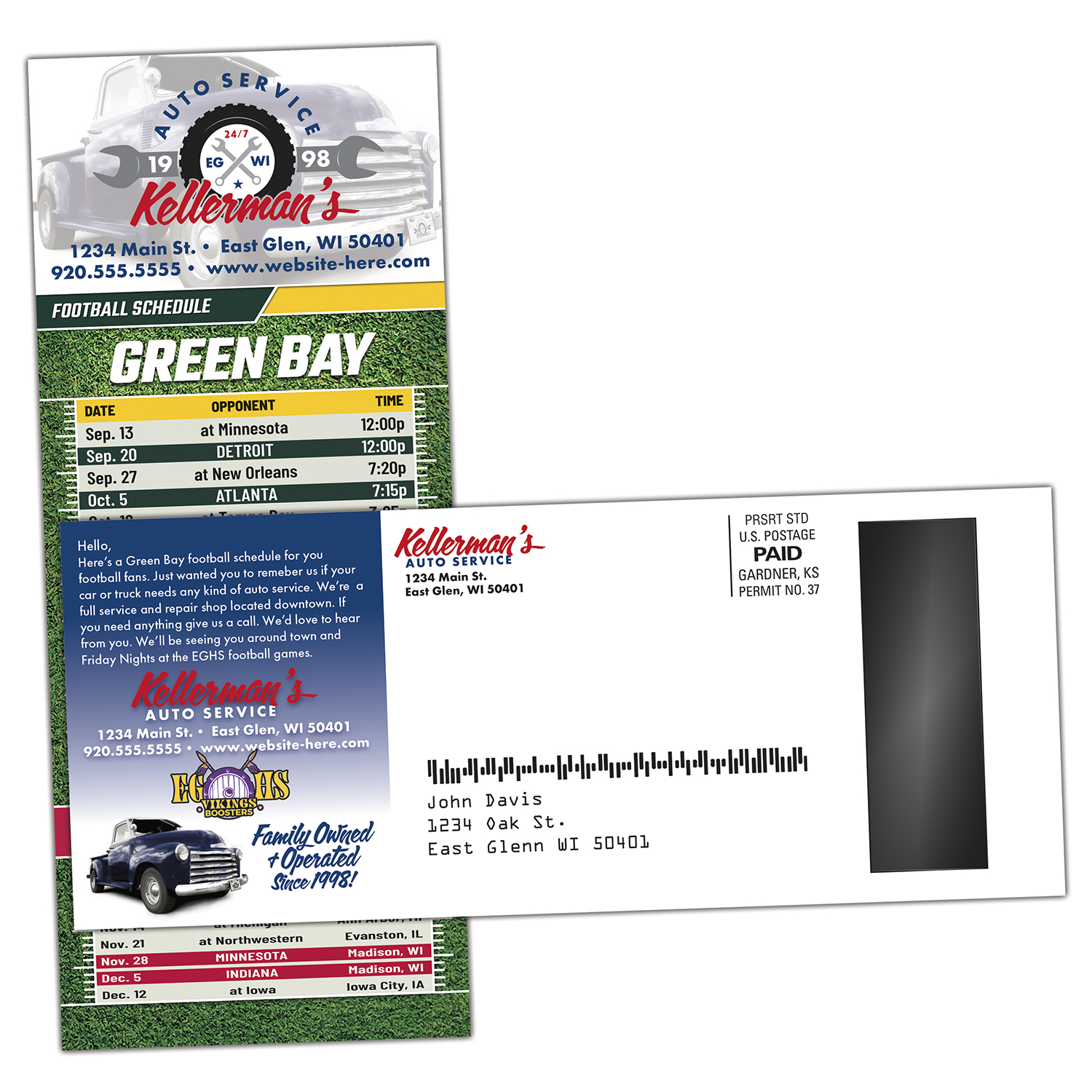 Football Schedule Laminated Card/Postcard with Magnet Strip - 3.5x8.5 - 14 pt. 1