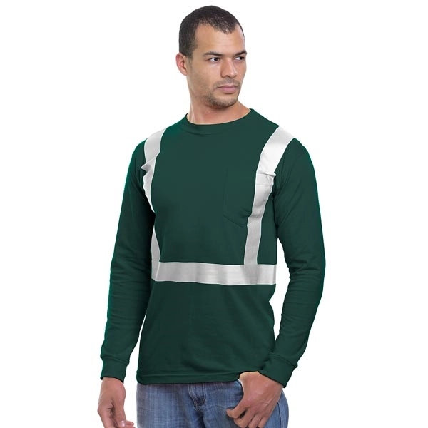 Hi-Vis 100% Cotton Pocket L/S Crew Tee 6