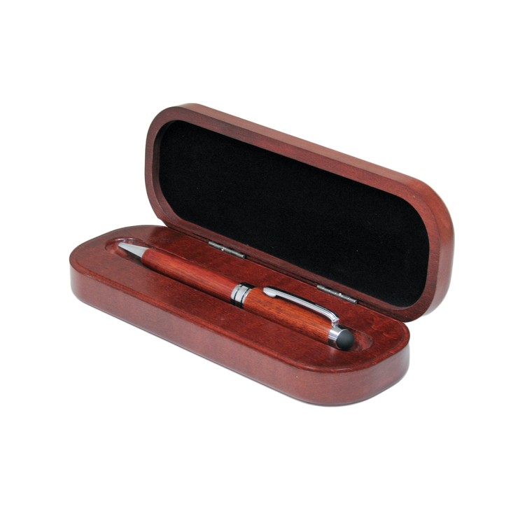Deluxe Wood Single Pen Box with Pen, 7 x 2 1/2 x 1 1/4"