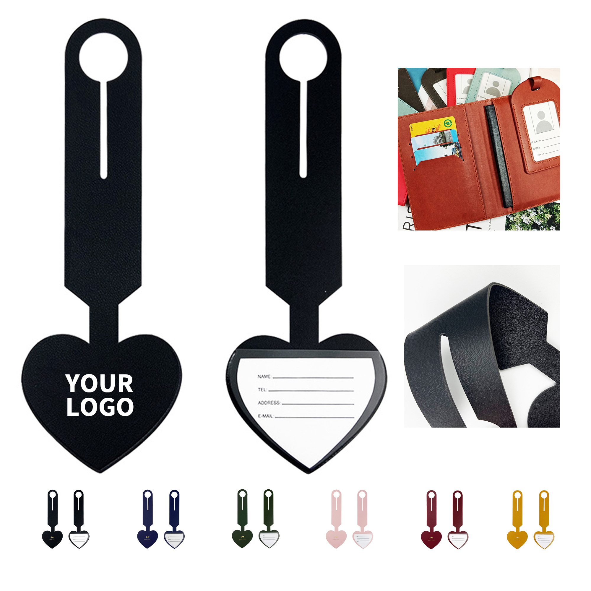Heart Shape Travel Tag Faux Leather 9.4" Length x 3.4" Width 2