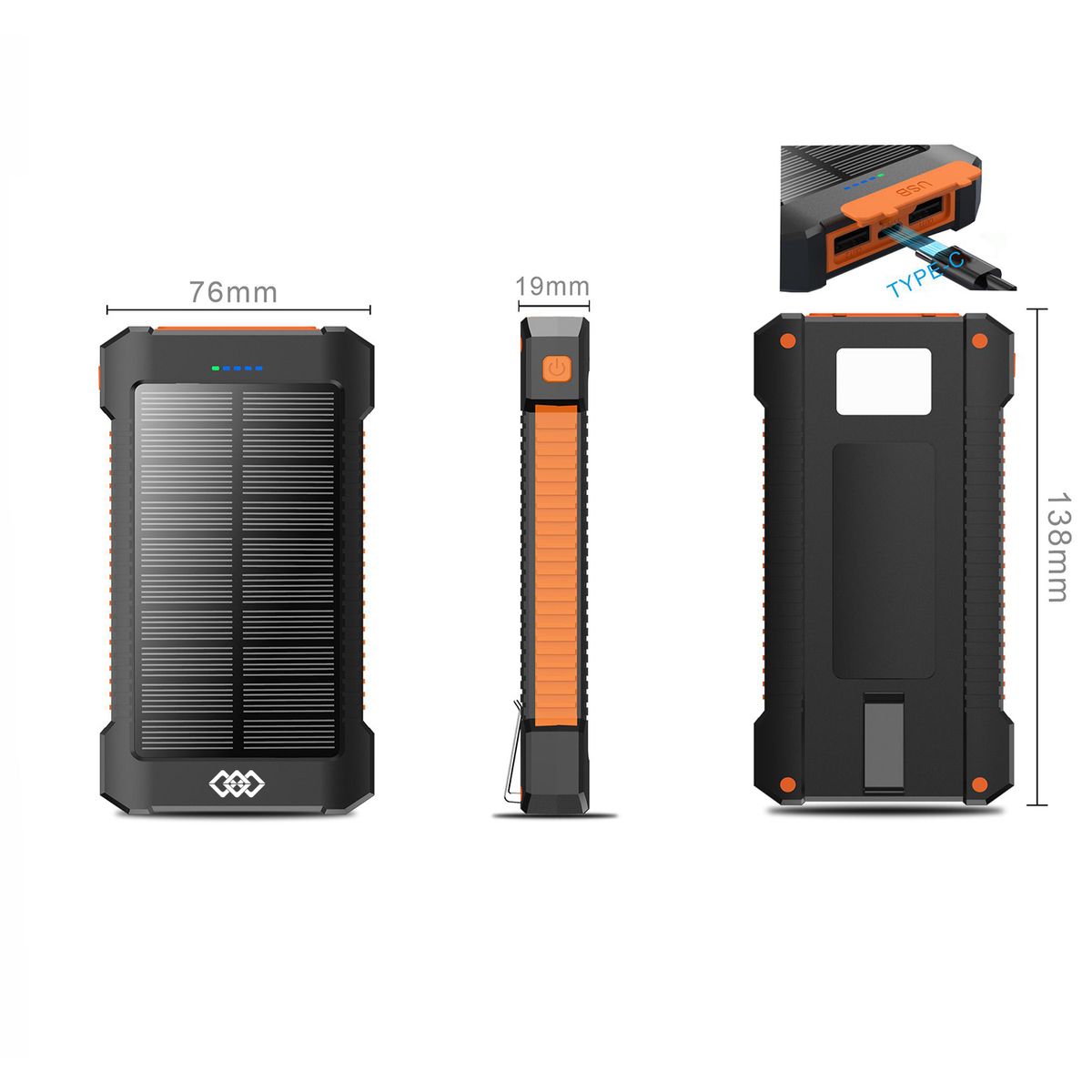 8000mAh Solar Phone Charger /Power Bank with Flash Light 6