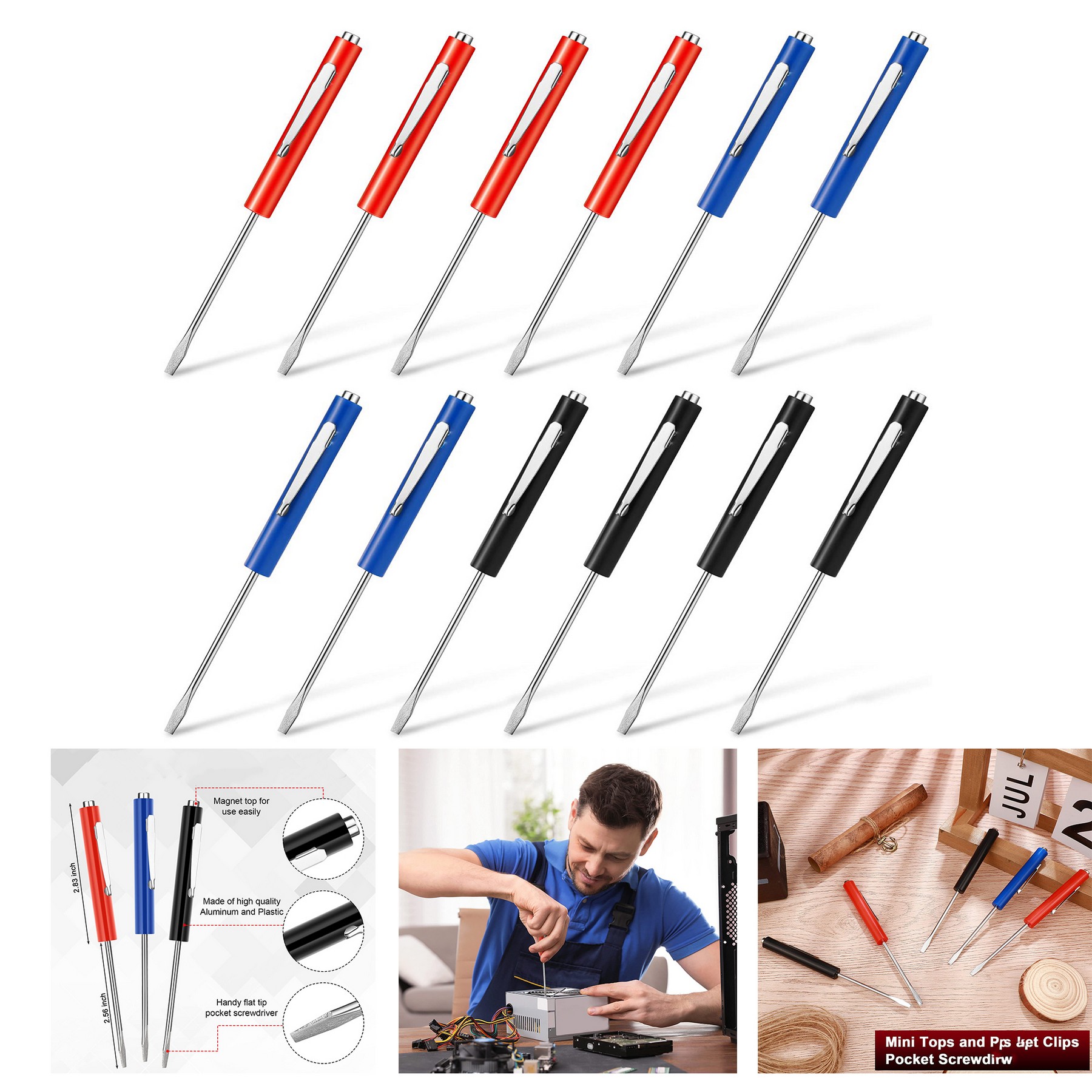 Pocket Screwdriver Magnetic with Single Blade Flat Head 2