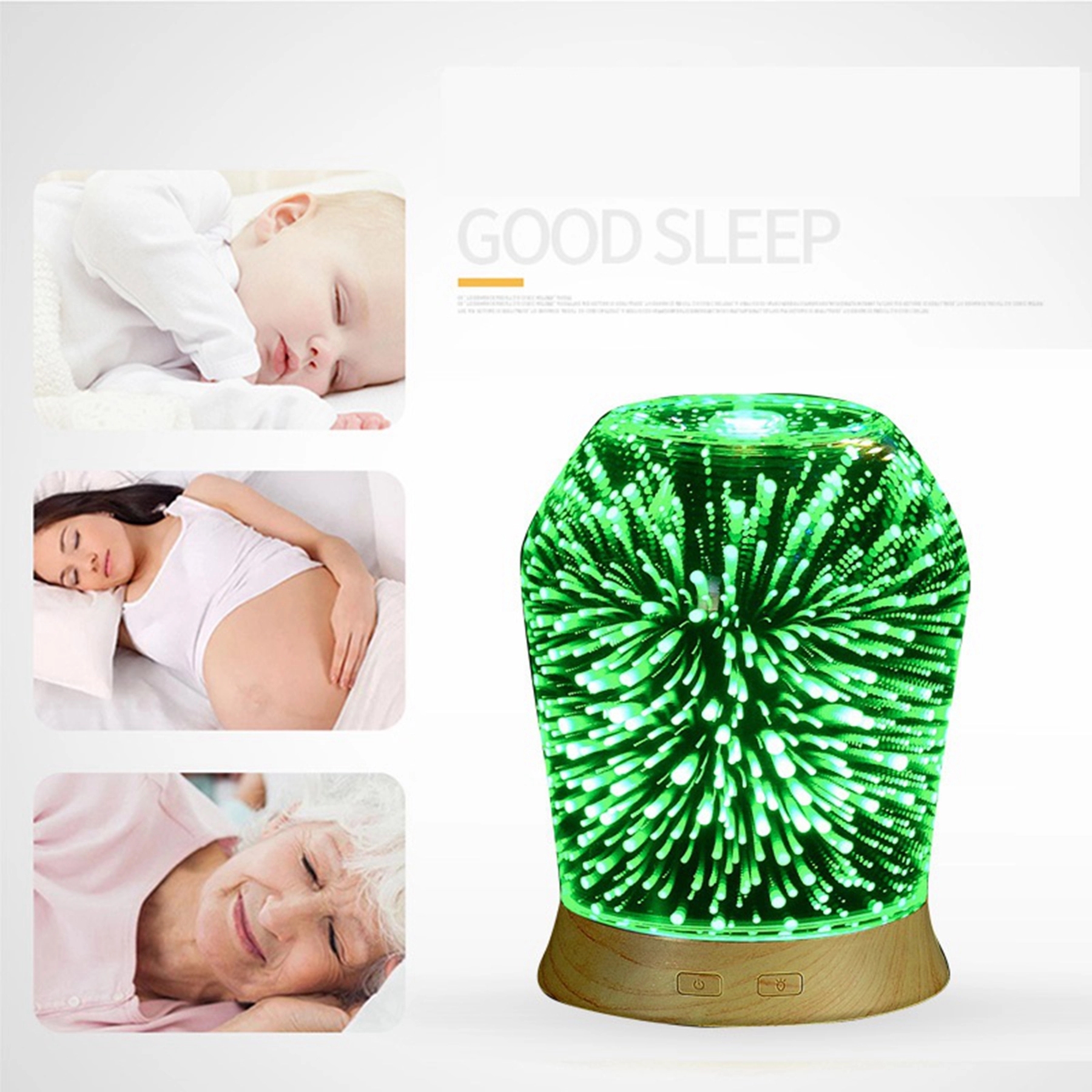 3D Fireworks Glass Wood Essential Oil Diffuser 5