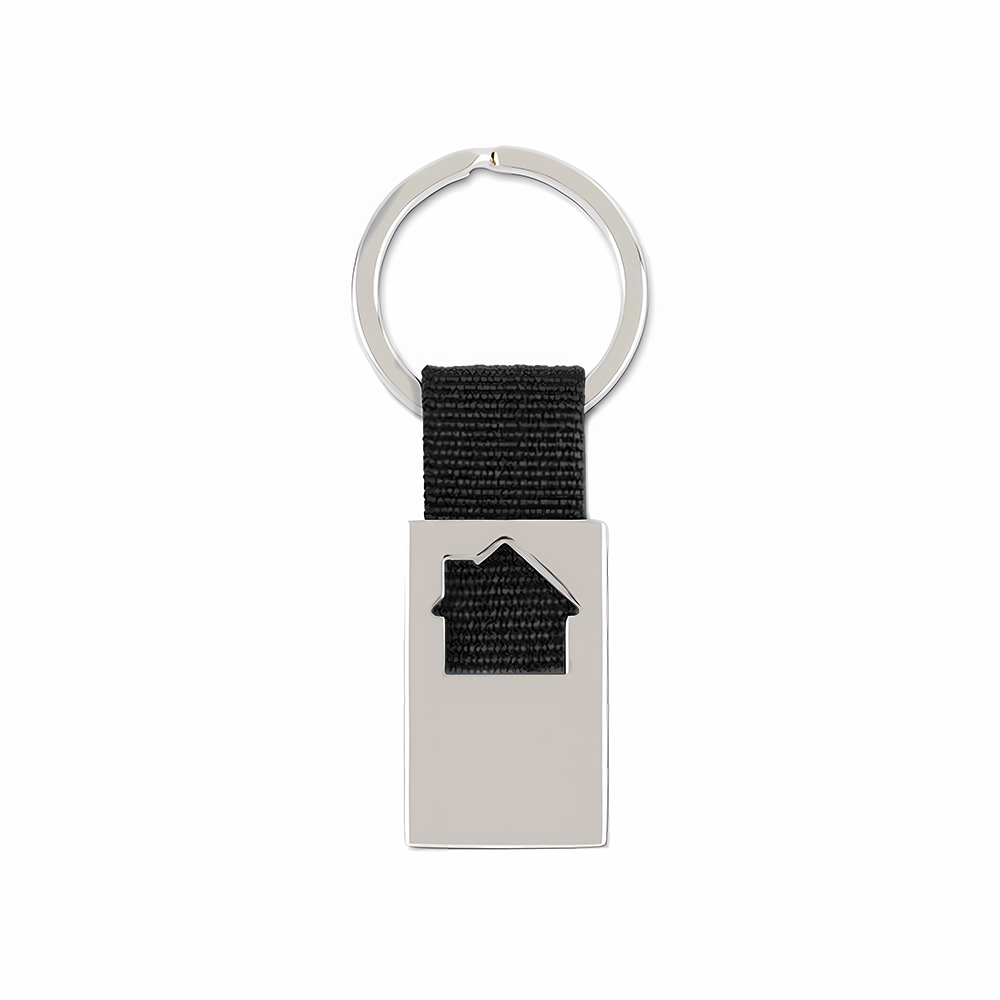 House Shape Keychain - Alloy With Fabric Strap 2