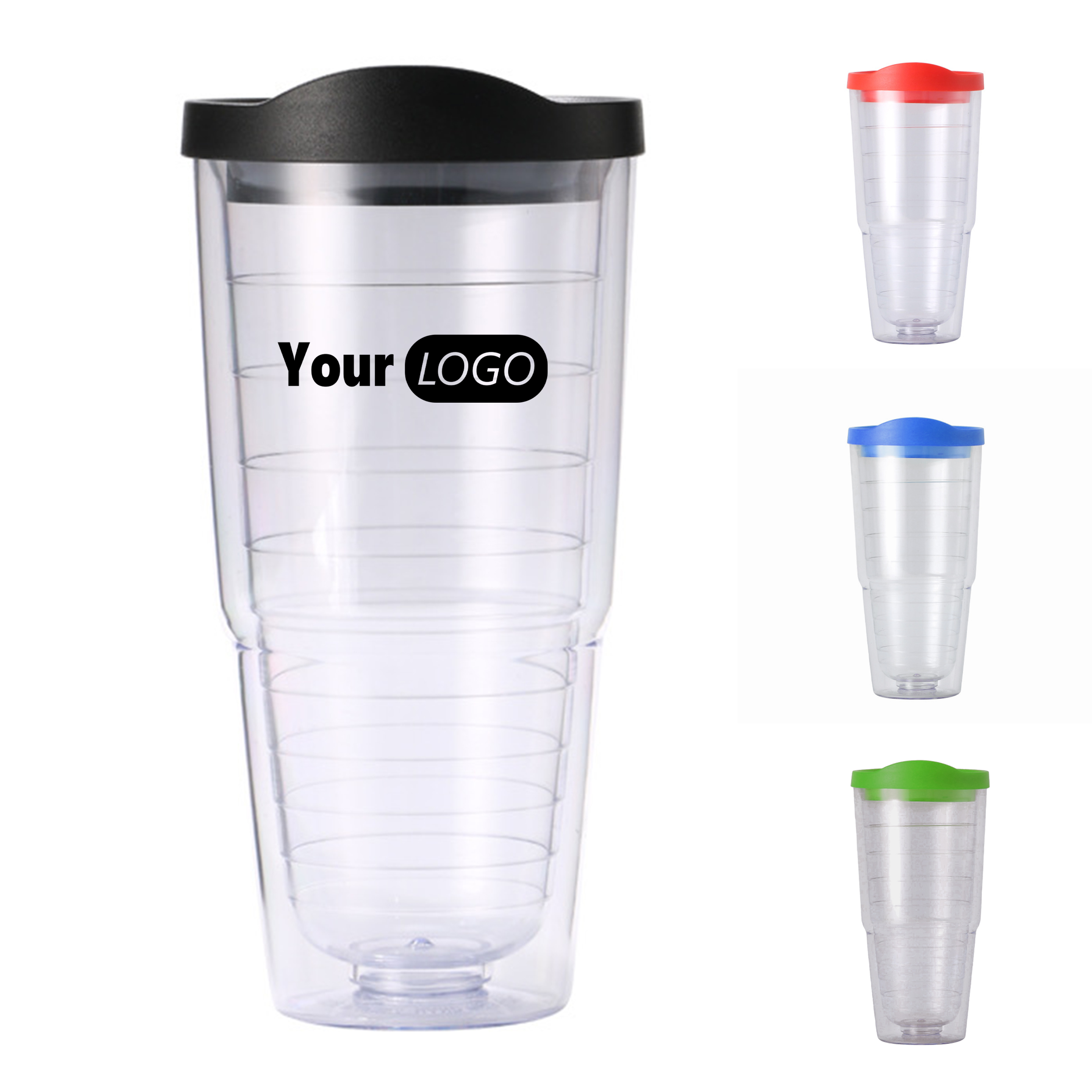 Plastic Double Layer Transparent Threaded Inner Plastic Cup 3