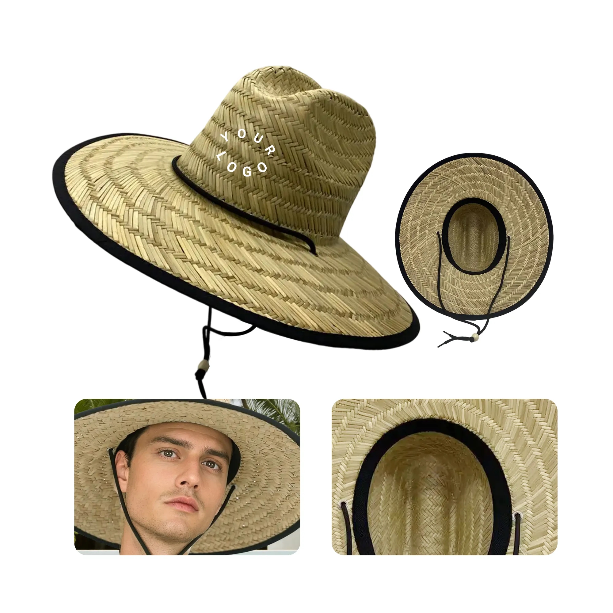 MOQ 50 Wide-Brim UPF50+ Lifeguard Straw Hat 2