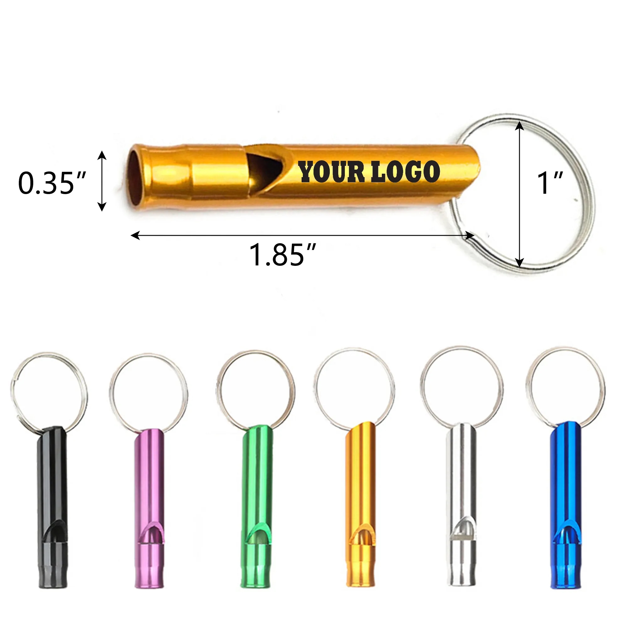 MOQ100 Outdoor Aluminum Whistle Key Chain