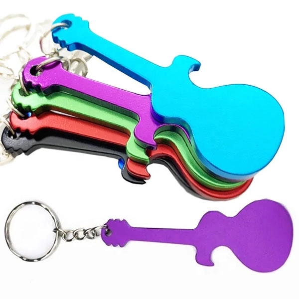 Guitar Shape Beer Bottle Opener Keychain 4