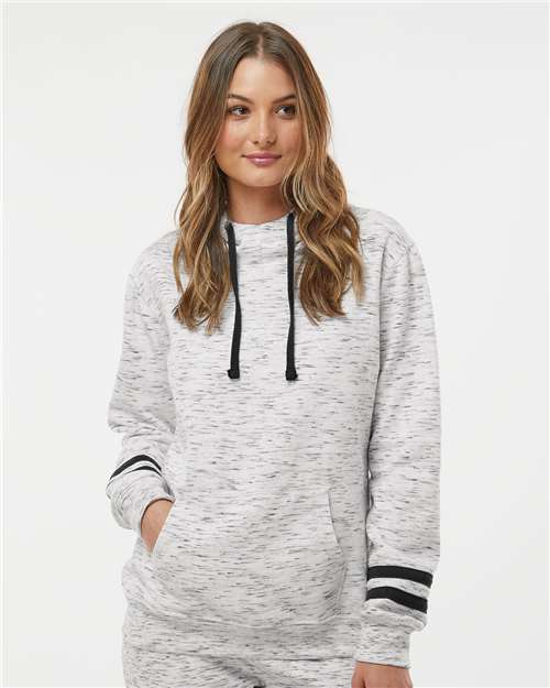 Women's Mélange Fleece Striped-Sleeve Hooded Sweatshirt - 8674 29