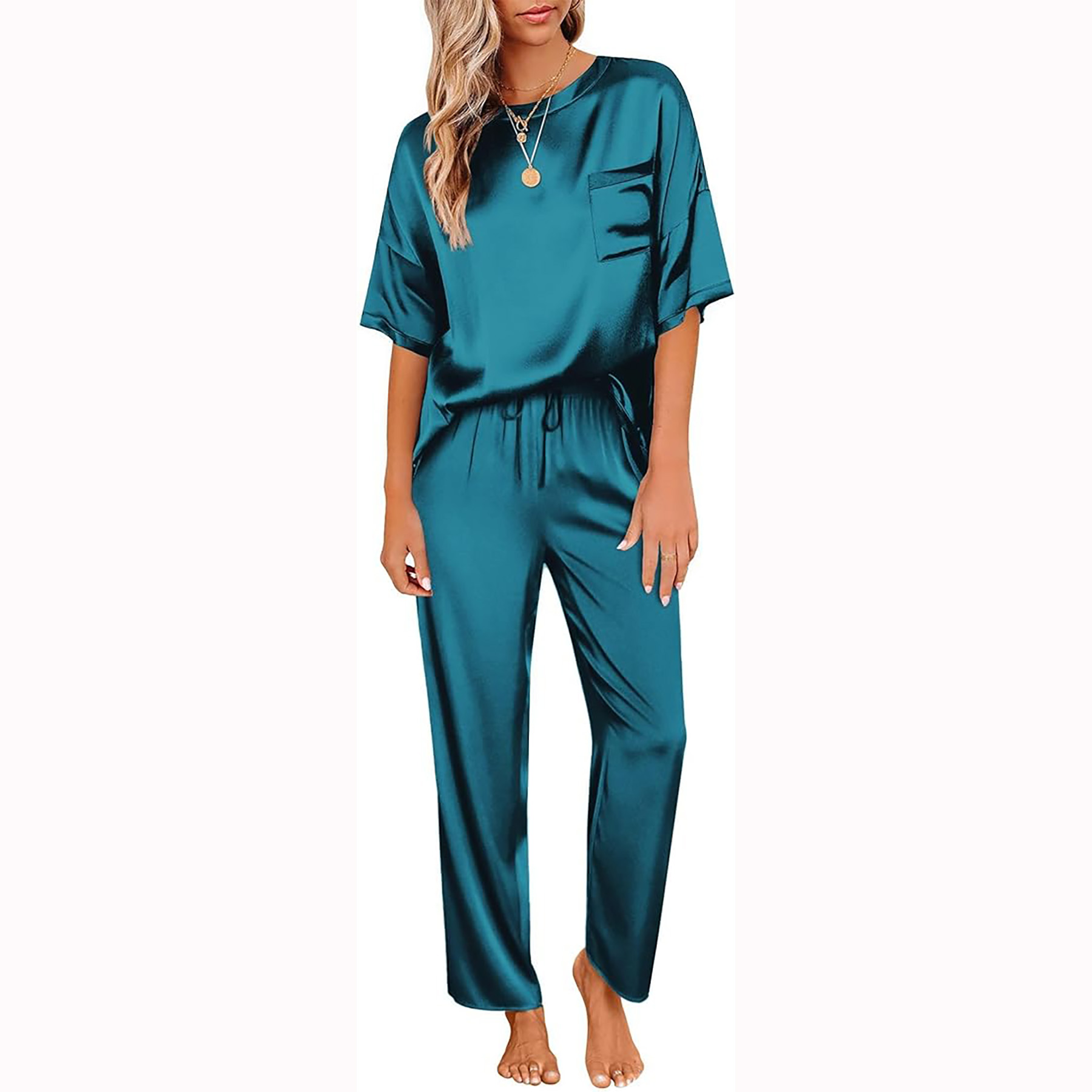 Womens Satin Silk Pajamas Set 2