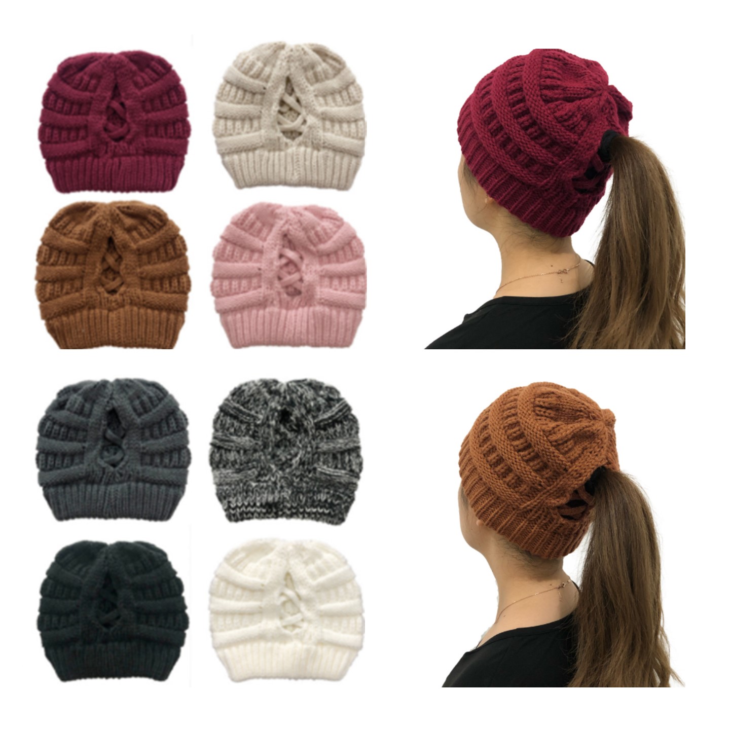 Knitted Ponytail Beanie 4