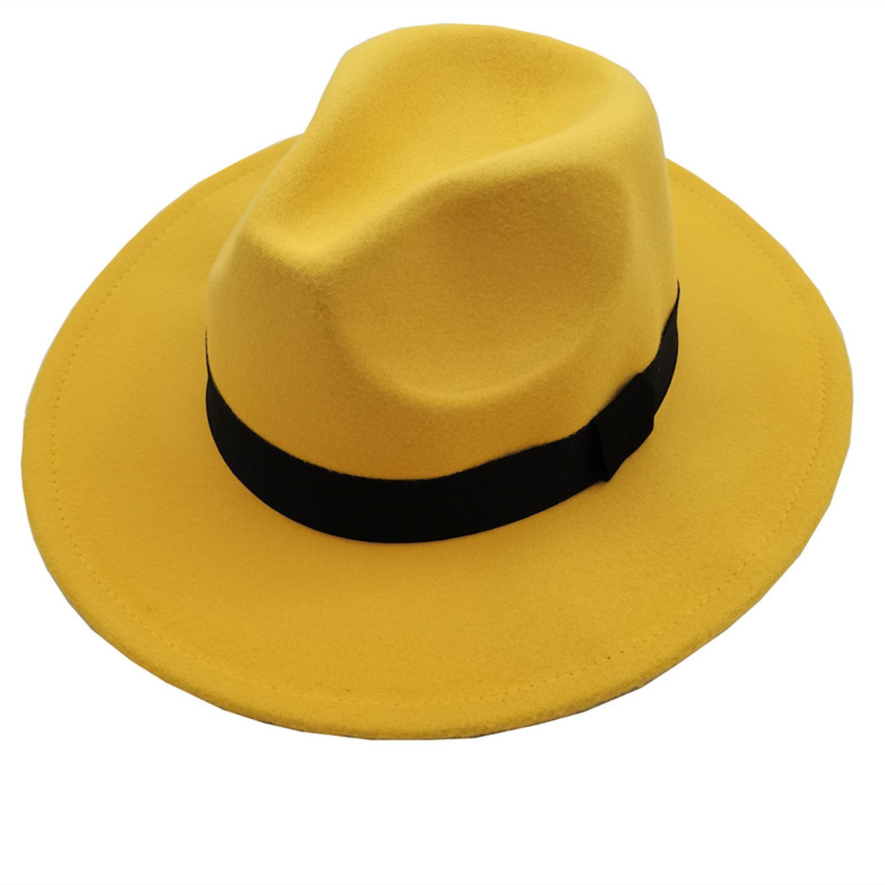Classic Wide Brim Wool Felt Panama Fedora Hat Jaze Cap 15