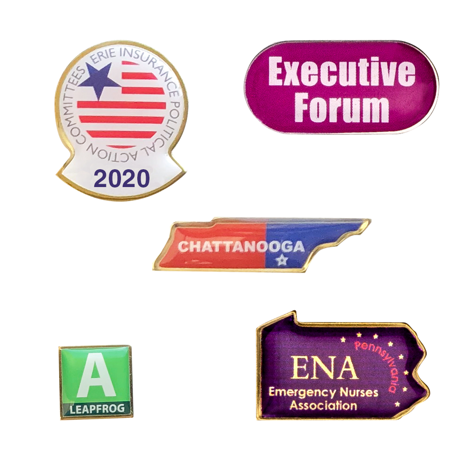 USA Made Metal Lapel Pin w/Epoxy Dome Full Color