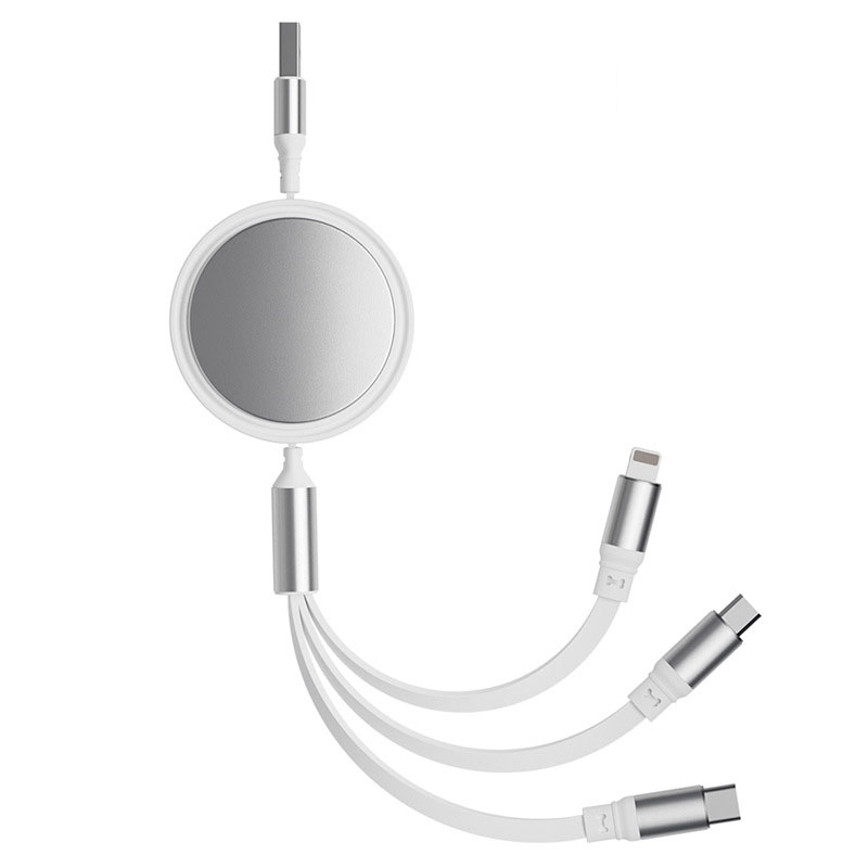 Retractable 3-in-1 Metal Charging Cable 2